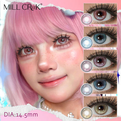 Bom preço Contatos Oculares Naturais HEMA Azul Rosa 365 Dias Curva de Base de 8,5 mm Contatos coloridos de aparência natural on-line