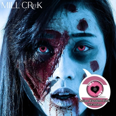 Guter Preis Anime Yandere Pink Fluoreszenzkontaktlinsen jährliche Verwendung mit HEMA Material Online