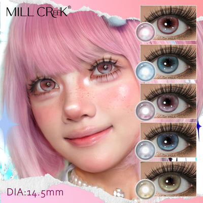 Good price Blue Pink HEMA Natural Eye Contacts 365 Days 8.5mm Base Curve Natural Looking Colored Contacts online
