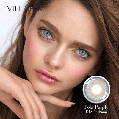 Harga yang bagus Lensa Ungu Pola Untuk Mata Kering Diameter 14.2mm Kandungan Air 55% Permeabilitas Oksigen Tinggi on line