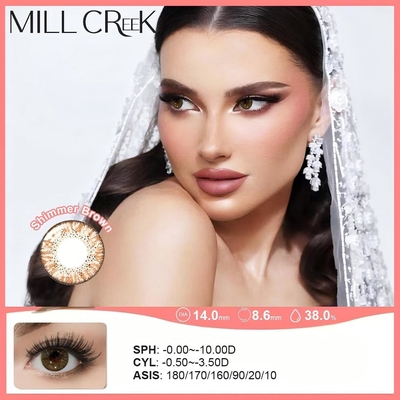 Giá tốt. Kính tiếp xúc màu tôric thẩm mỹ 38% Hàm lượng nước thay thế hàng năm Kính Millcreek trực tuyến