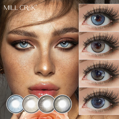 Good price Yearly Safe Cosmetic Contact Lenses Natural Brown Gray Blue For Arabic Eyes online