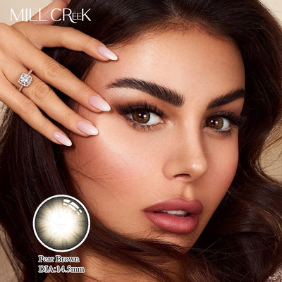 Giá tốt. 14.5mm Chiều kính Soft Daily Contact Lenses Pear Brown Với hiệu ứng gradient 3D trực tuyến