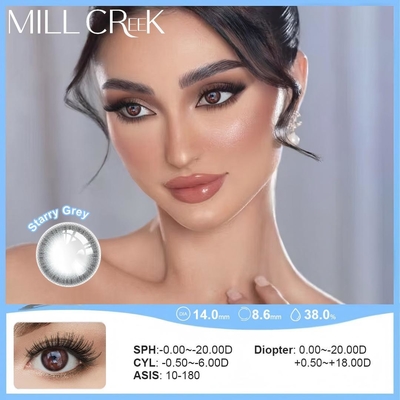 Giá tốt. Kính áp tròng màu Toric Xám Shimmer, đường kính 14.0mm, độ ẩm 38% trực tuyến