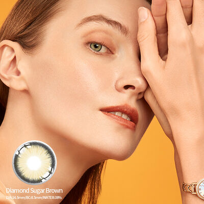 좋은 가격 밀크리크 다이아몬드 설탕 갈색 14.5mm 연간 디자인 매일 일회용 렌즈 따뜻한 갈색 색조와 CE & ISO 인증 온라인으로