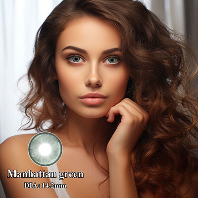 Harga yang bagus Lensa kontak berwarna hijau tahunan dengan diameter 14,2 mm dan kandungan air 40% CE ISO Certified on line