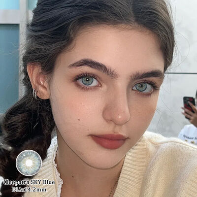 Buen precio Lentes de Contacto MILLCREEK Cleopatra Azul Cielo 14.2mm con 40% de Contenido de Agua para Realce Natural de Ojos en línea