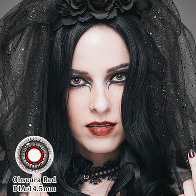 Bon prix Millcreek Obscura Rouge 14,5 mm de diamètre Maudit Oeil Modèle Premium HEMA Matériel Cosplay Lentilles de contact en ligne
