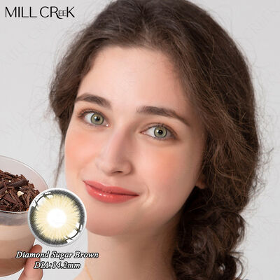 良い値段 MILLCREEK ダイヤモンド 砂糖 ブラウン 14.2mm 日用 彩色 コンタクトレンズ 55% 水分 オンライン