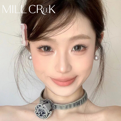 良い値段 MILLCREEK ハニーピーチグレー 14.5mm ワンデーカラコン 厚さ0.08mm、含水率55% オンライン