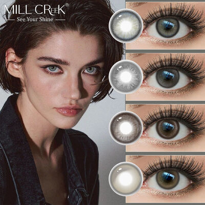 良い値段 MILLCREEK グレー&ブラウン シリーズK-ビューティ 年間使い捨て用コンタクトレンズ 水分40% 14.2mm & 14.5mm直径 オンライン