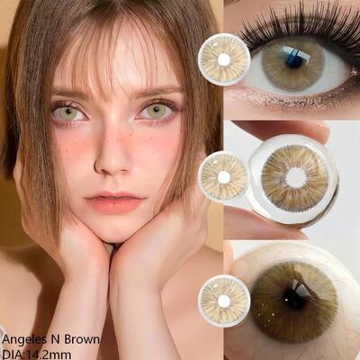Good price Angeles N Brown 14.2mm Natural Brown Yearly Disposable Contact Lenses with K-Beauty Style online