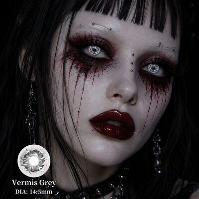 Buon prezzo MillCreeK Vermis Grigio 14.5mm Lenti a contatto colorate annuali con disegno SFX Horror e certificazione ISO CE in linea
